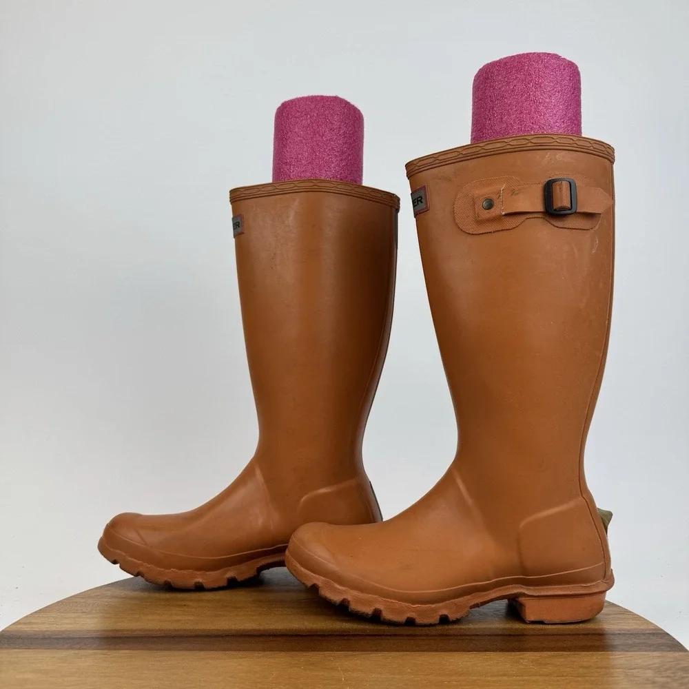 Big Kids Hunter Original Tall Orange Waterproof‎ Pull On Rain Boots Size 4 Y GUC
